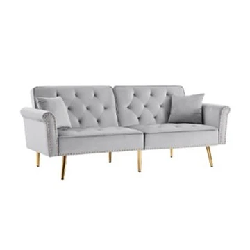 Sofa giường ba chỗ ngồi có tựa lưng gấp-Sofa vải tựa lưng có tay tựa đầu đinh